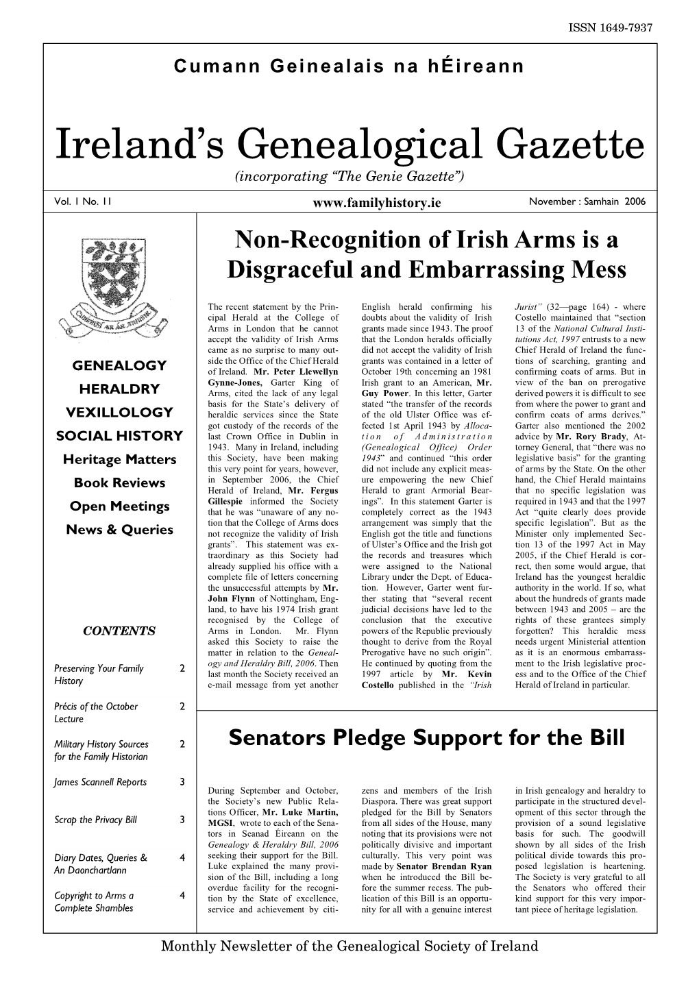 Ireland's Genealogical Gazette (November 2006)