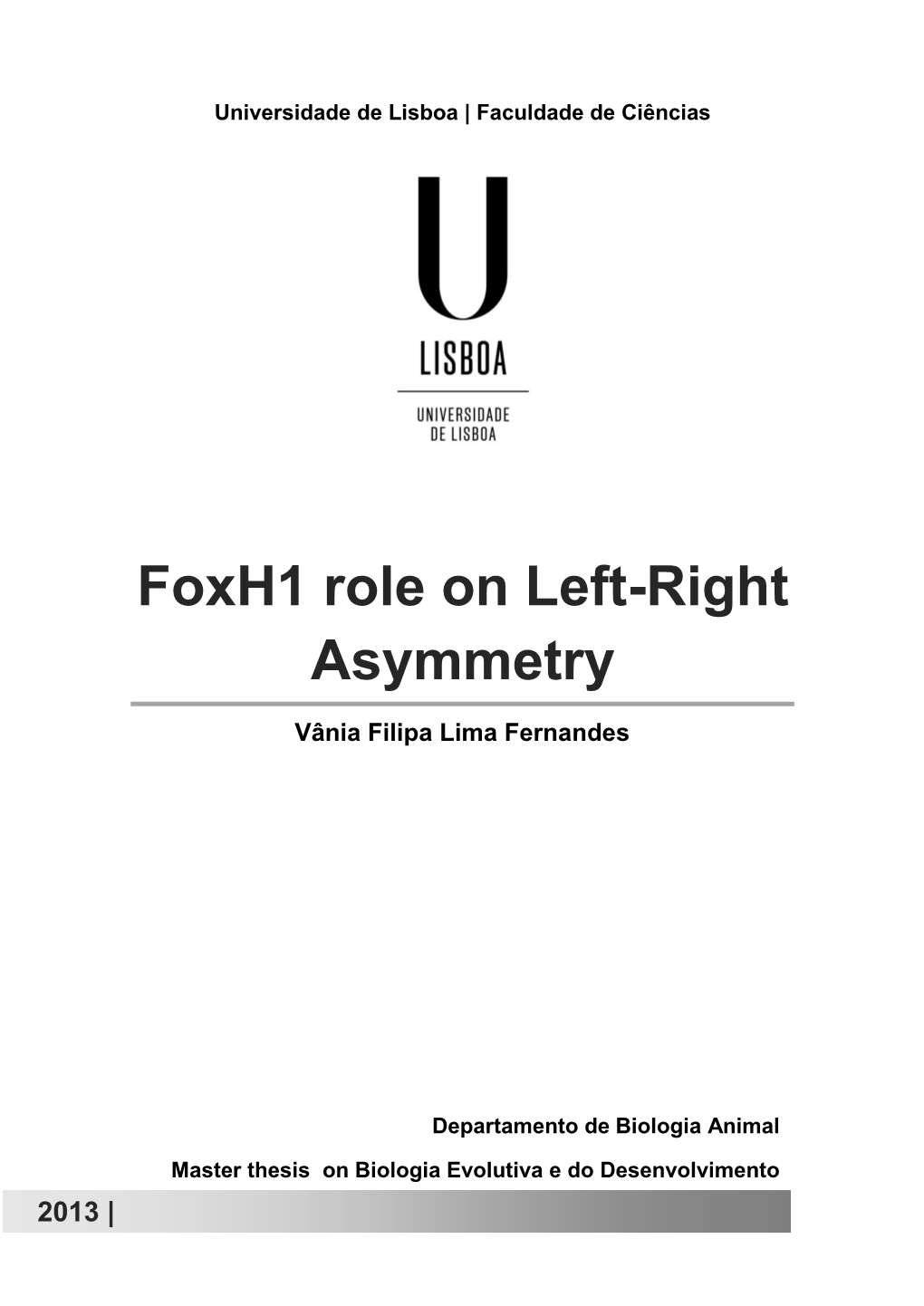 Foxh1 Role on Left-Right Asymmetry