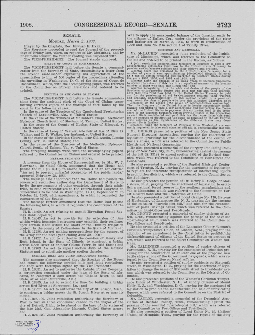 1908. .Congressional Record-.Senate~