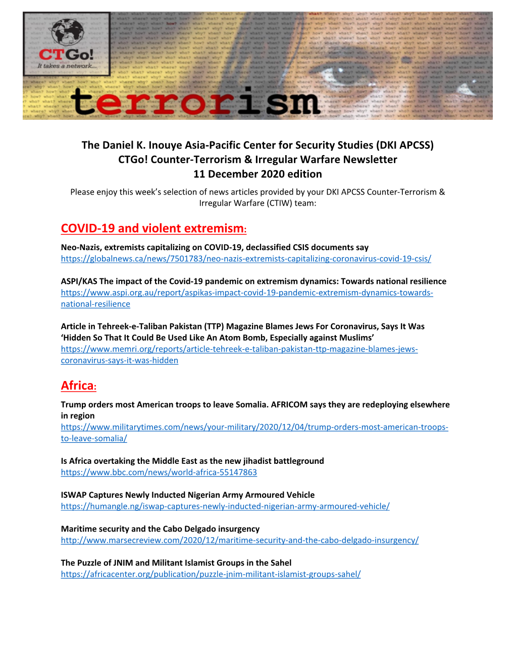 COVID-19 and Violent Extremism