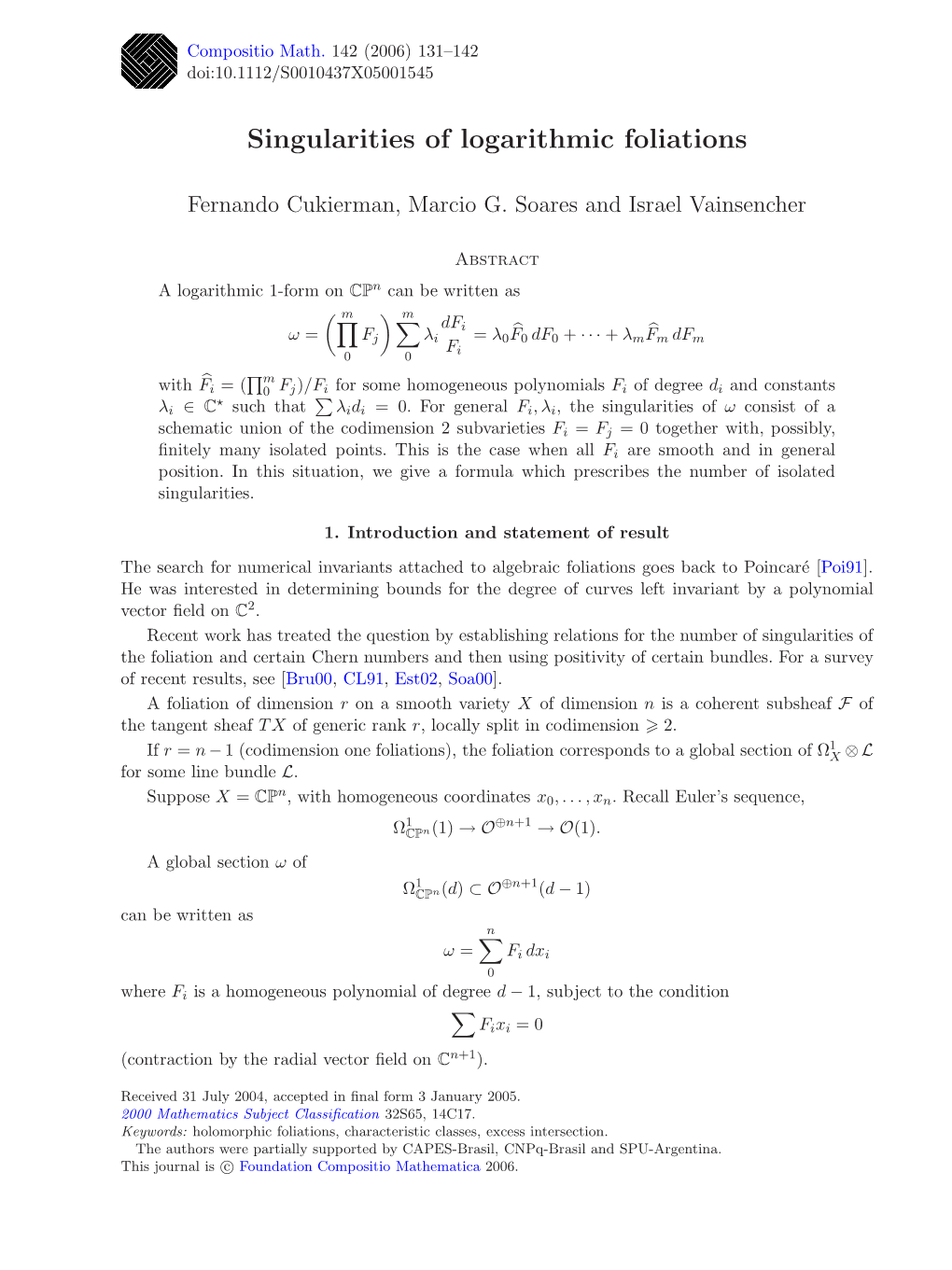 Singularities of Logarithmic Foliations