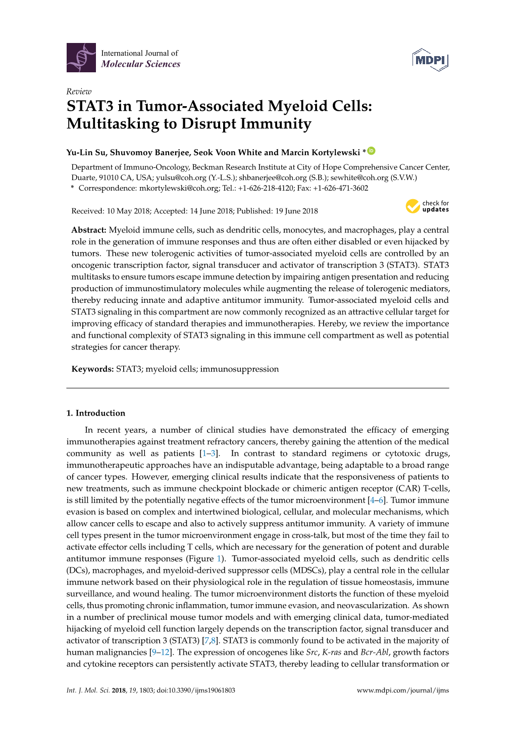 STAT3 in Tumor-Associated Myeloid Cells: Multitasking to Disrupt Immunity