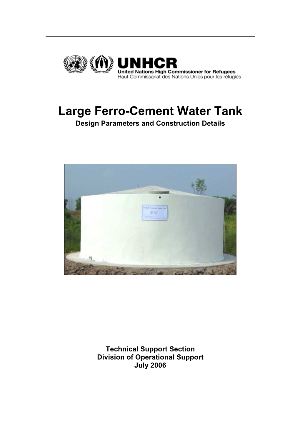 Large Ferro-Cement Water Tank Design Parameters and Construction Details
