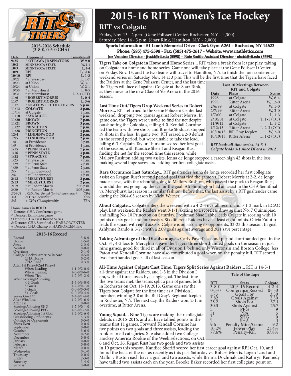 2015-16 RIT Women's Ice Hockey