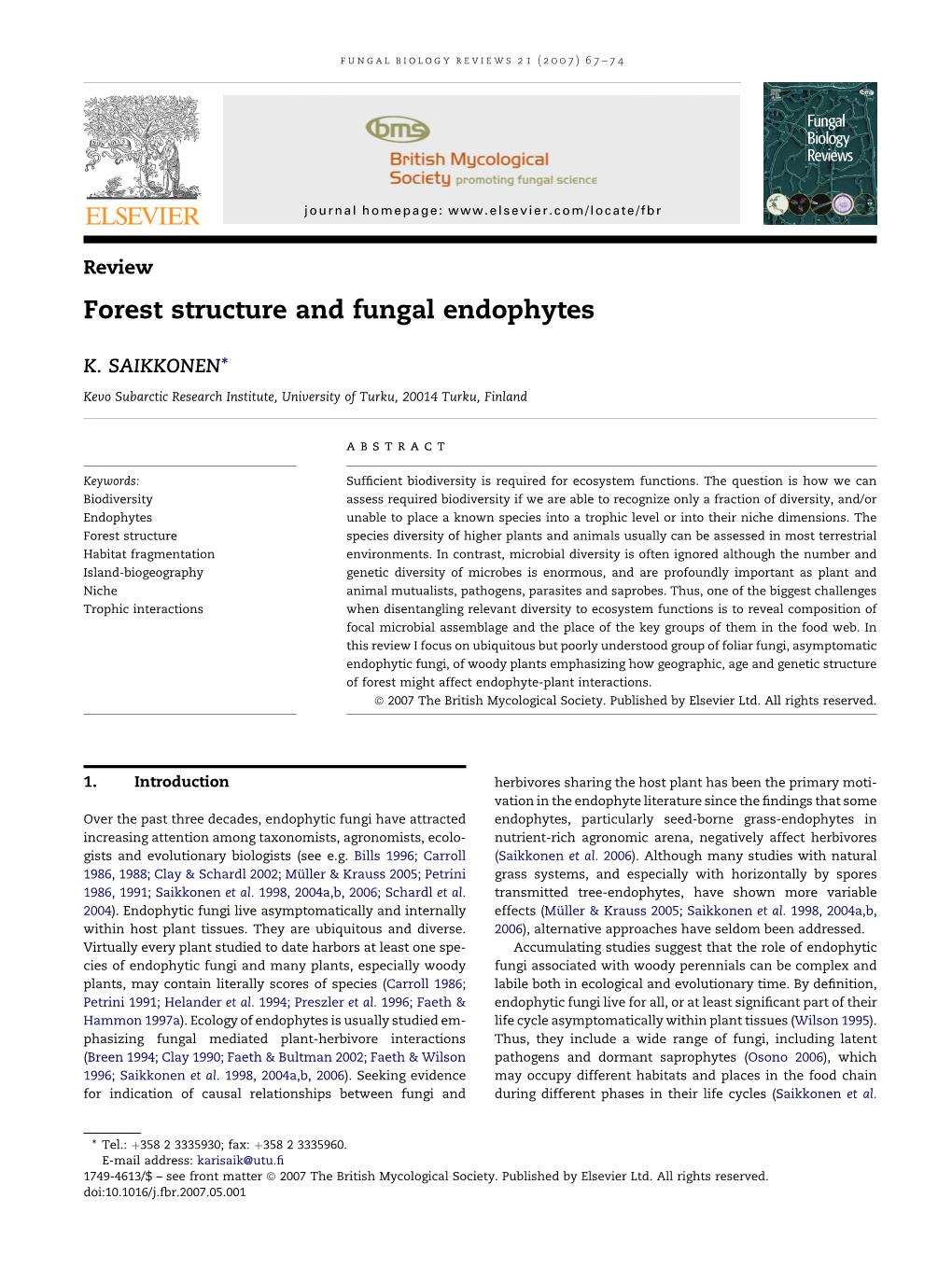 Forest Structure and Fungal Endophytes