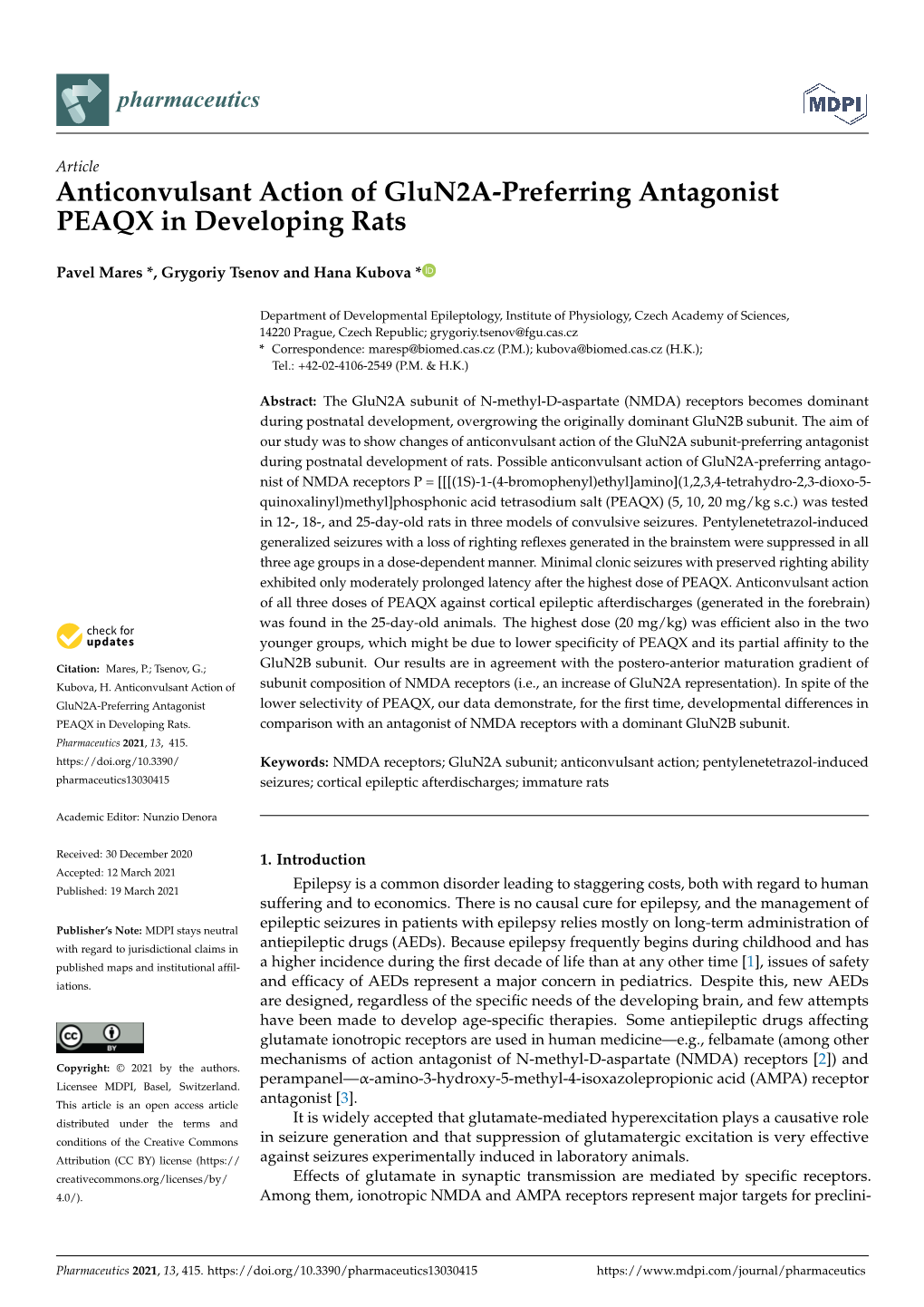 Anticonvulsant Action of Glun2a-Preferring Antagonist PEAQX in Developing Rats