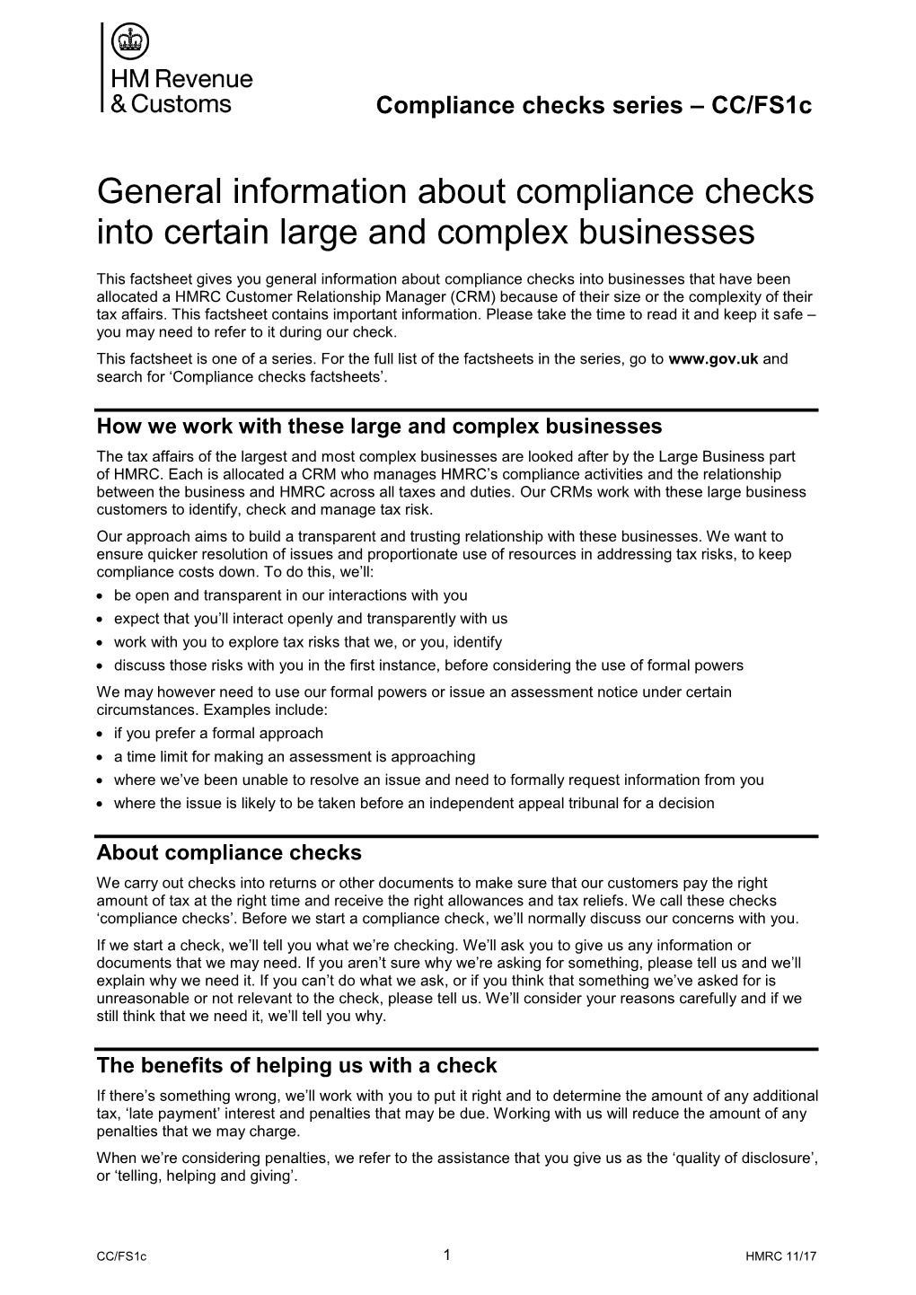 Compliance Checks Factsheets’