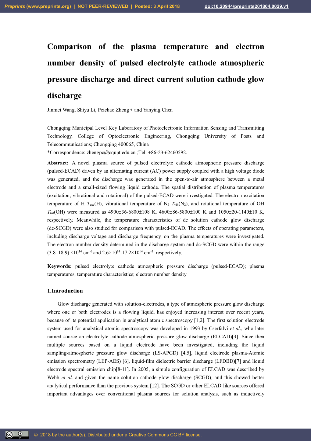 Comparison of the Plasma Temperature and Electron Number