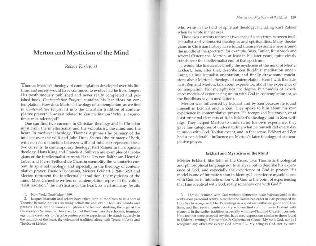 Merton and Mysticism of the Mind 139