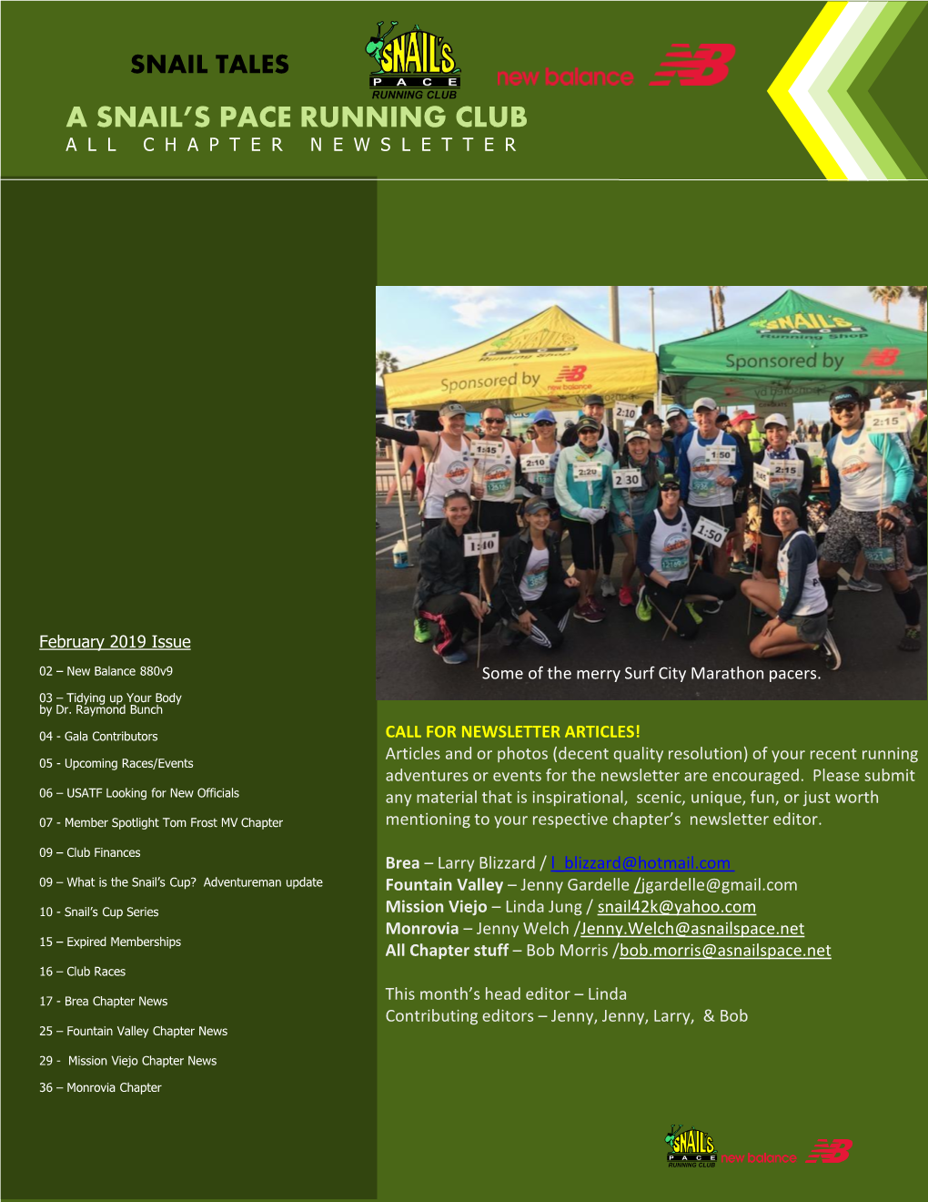 A Snail's Pace Running Club All Chapter Newsletter