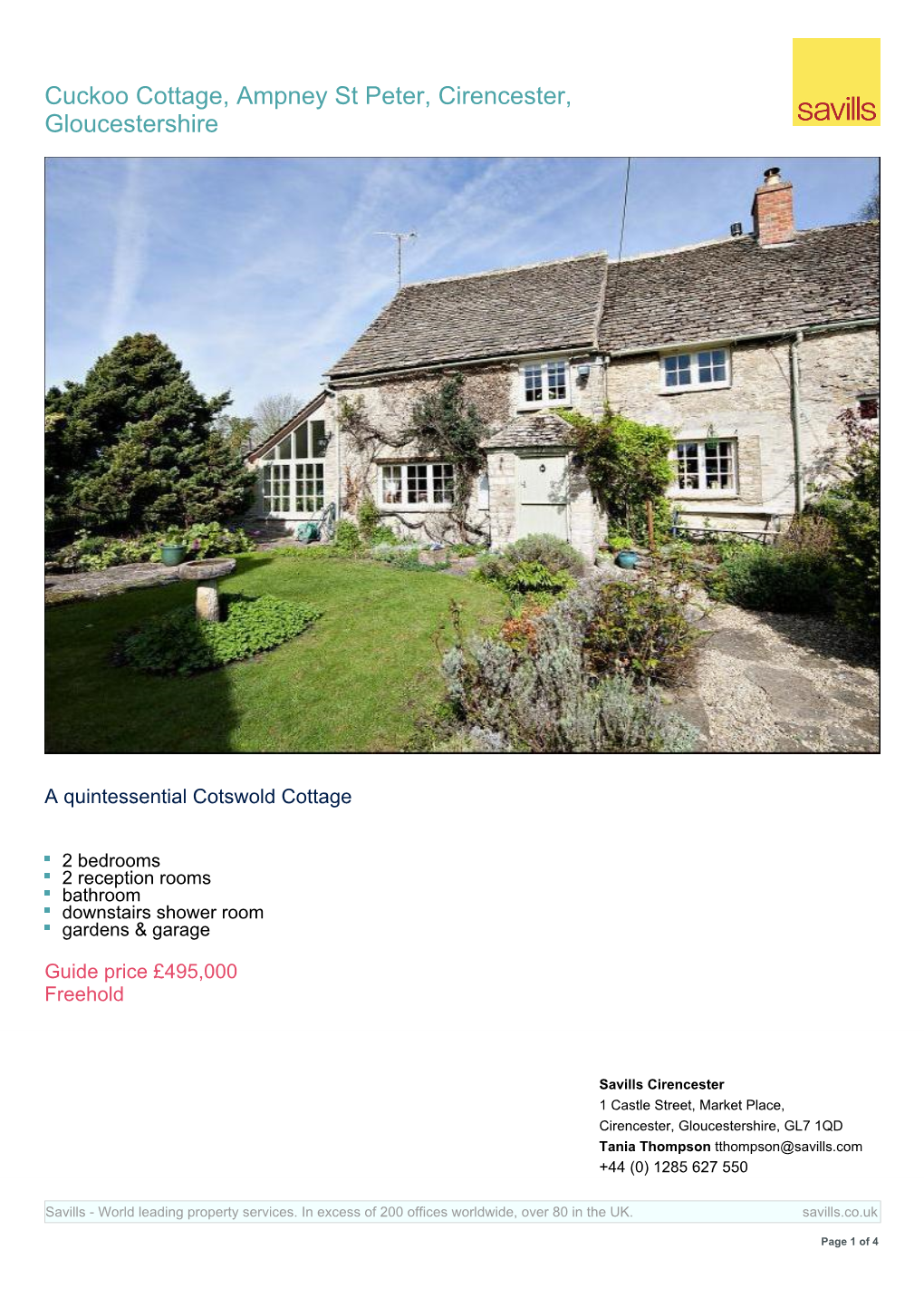 Cuckoo Cottage, Ampney St Peter, Cirencester, Gloucestershire