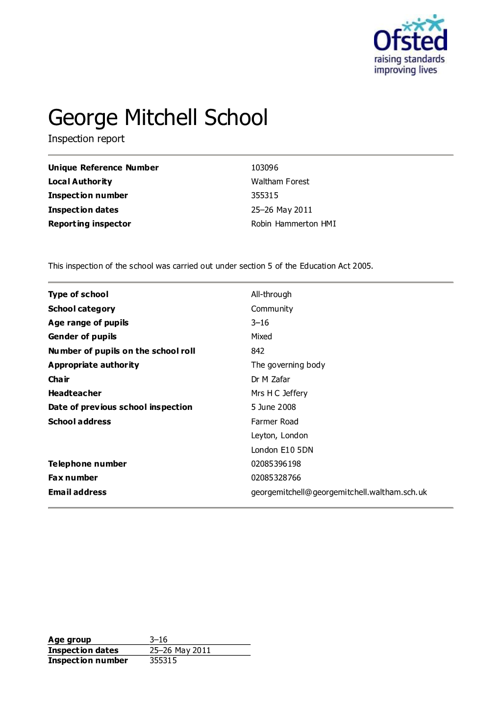 George Mitchell School Inspection Report
