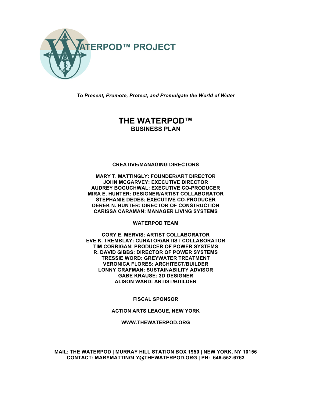 The Waterpod™ Business Plan