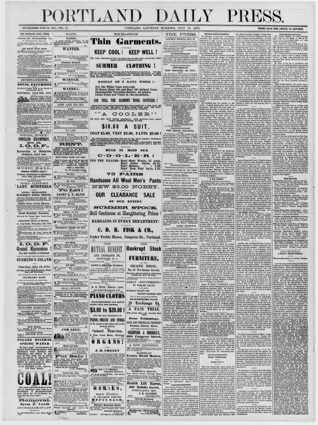 Portland Daily Press: July 13, 1878