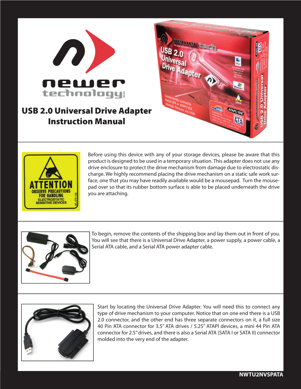 USB 2.0 Universal Drive Adapter Instruction Manual