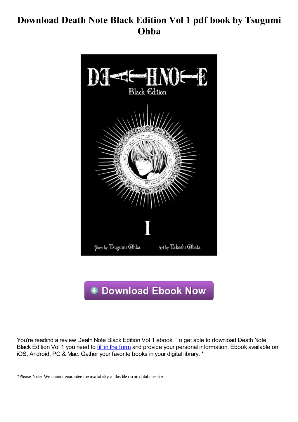 Download Death Note Black Edition Vol 1 Pdf Ebook by Tsugumi Ohba