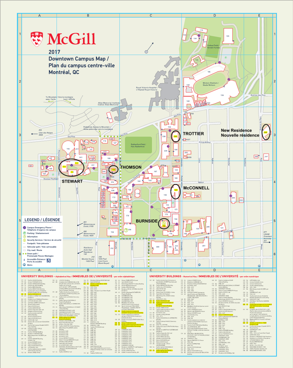 2017 Downtown Campus Map / Plan Du Campus Centre-Ville Montréal, QC