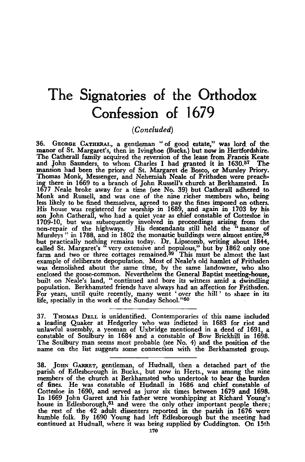 The Signatories of the Orthodox Confession of 1679 (Concluded) 36