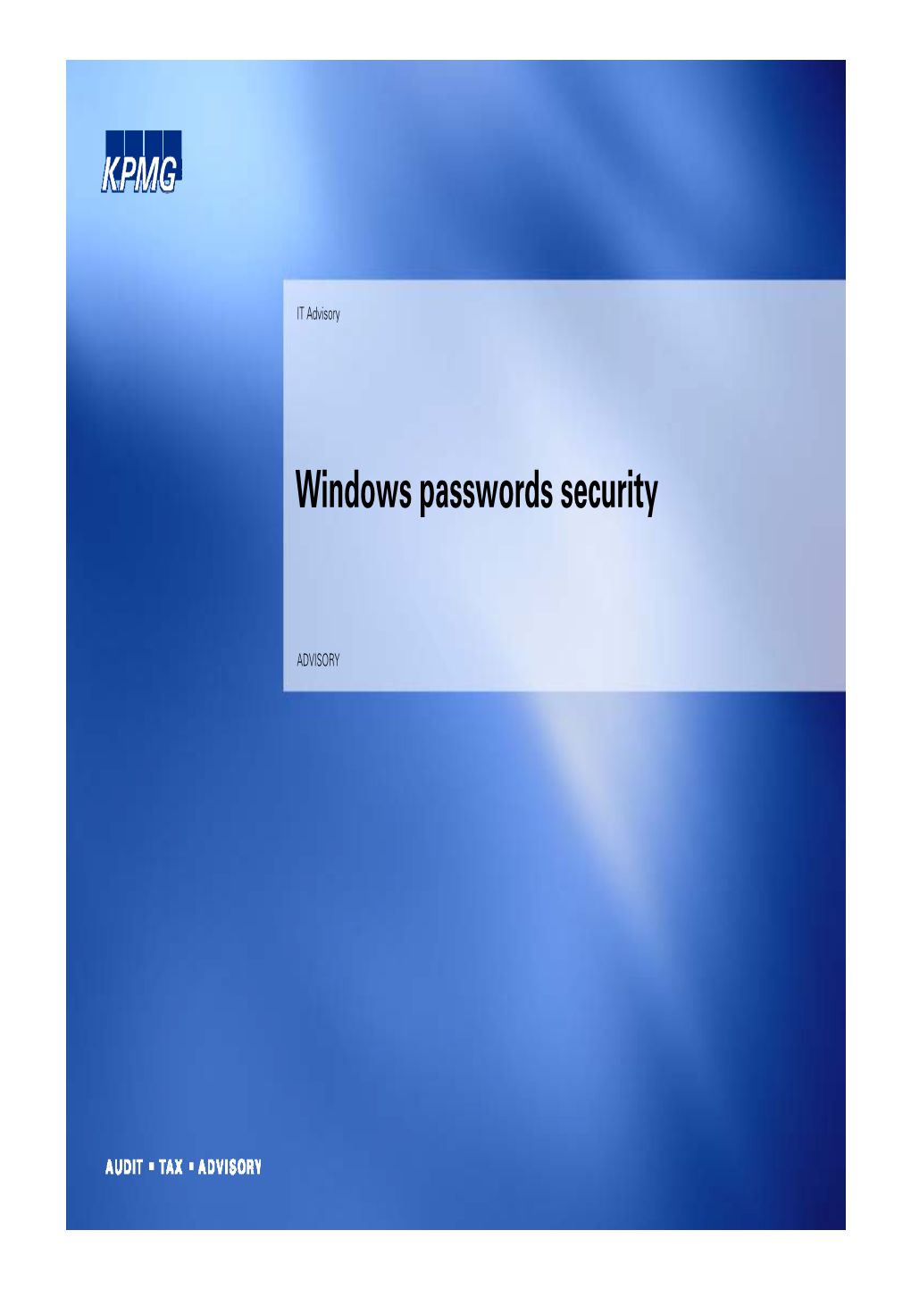 Windows Passwords Security