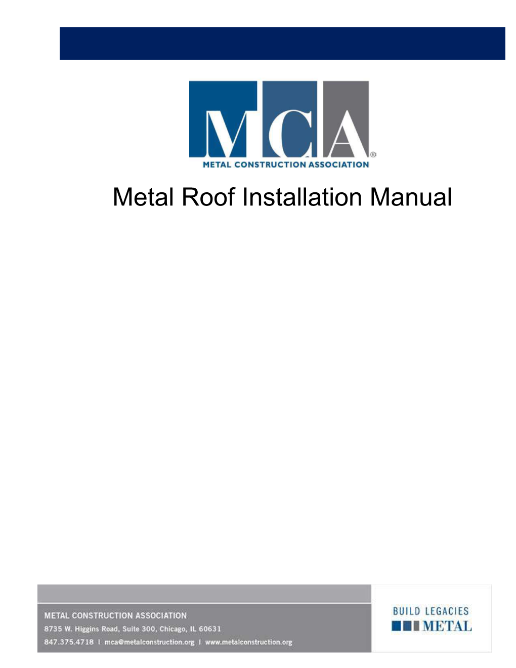 MCA Metal Roof Installation Manual