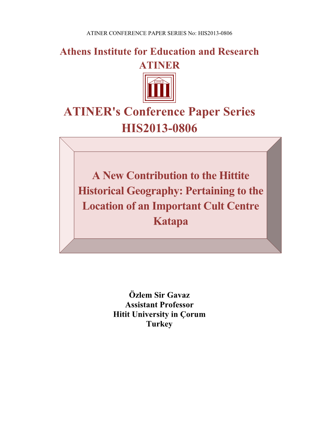 ATINER's Conference Paper Series HIS2013-0806