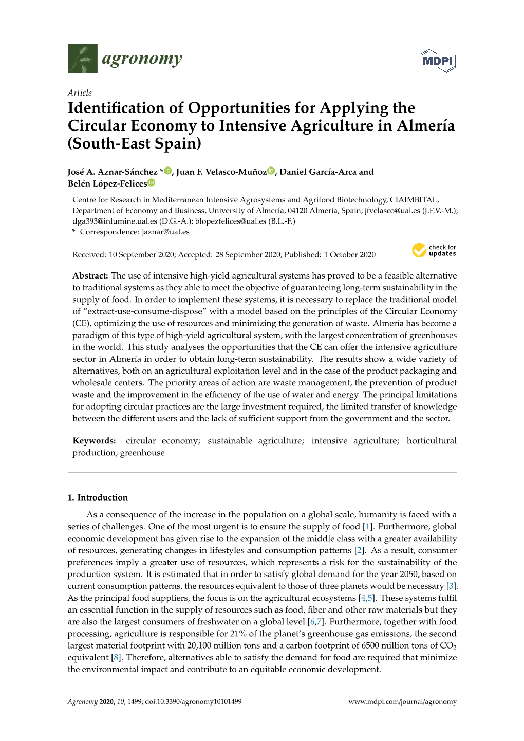 Identification of Opportunities for Applying the Circular