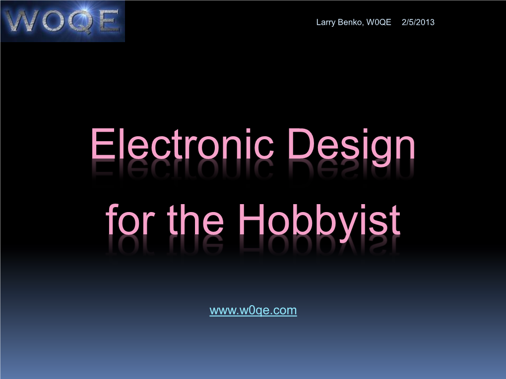 Electronic Design for the Hobbyist