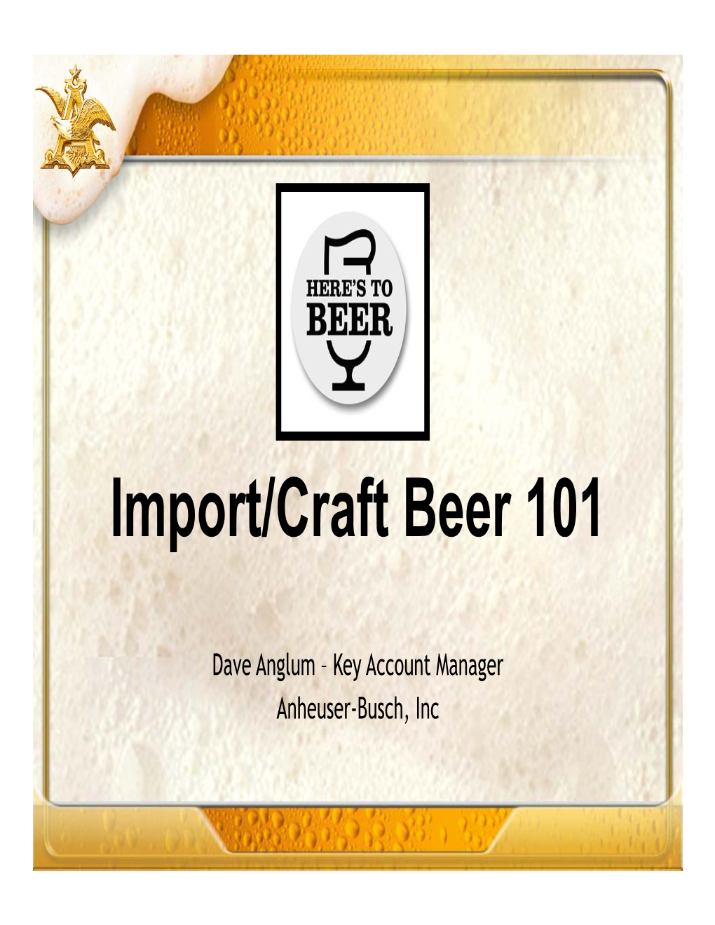 Import/Craft Beer 101