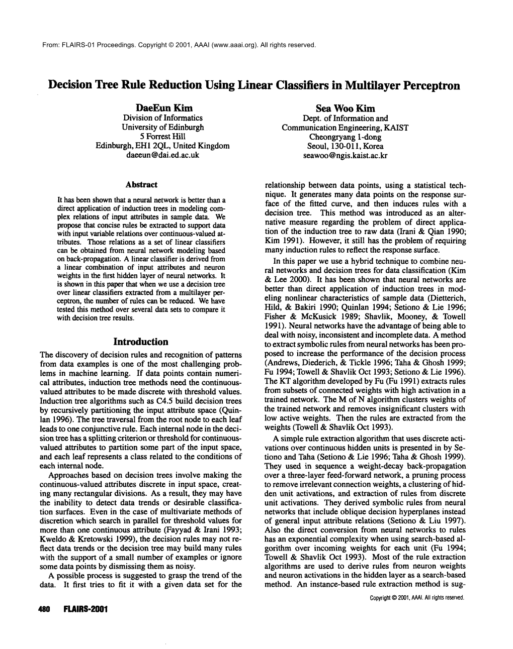 Decision Tree Rule Reduction Using Linear Classifiers in Multilayer Perceptron