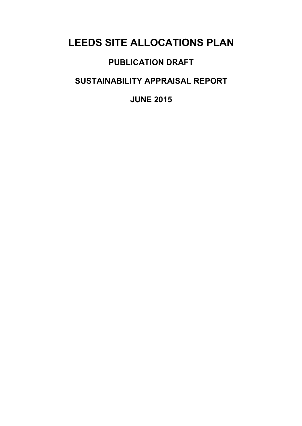 Leeds Site Allocations Plan