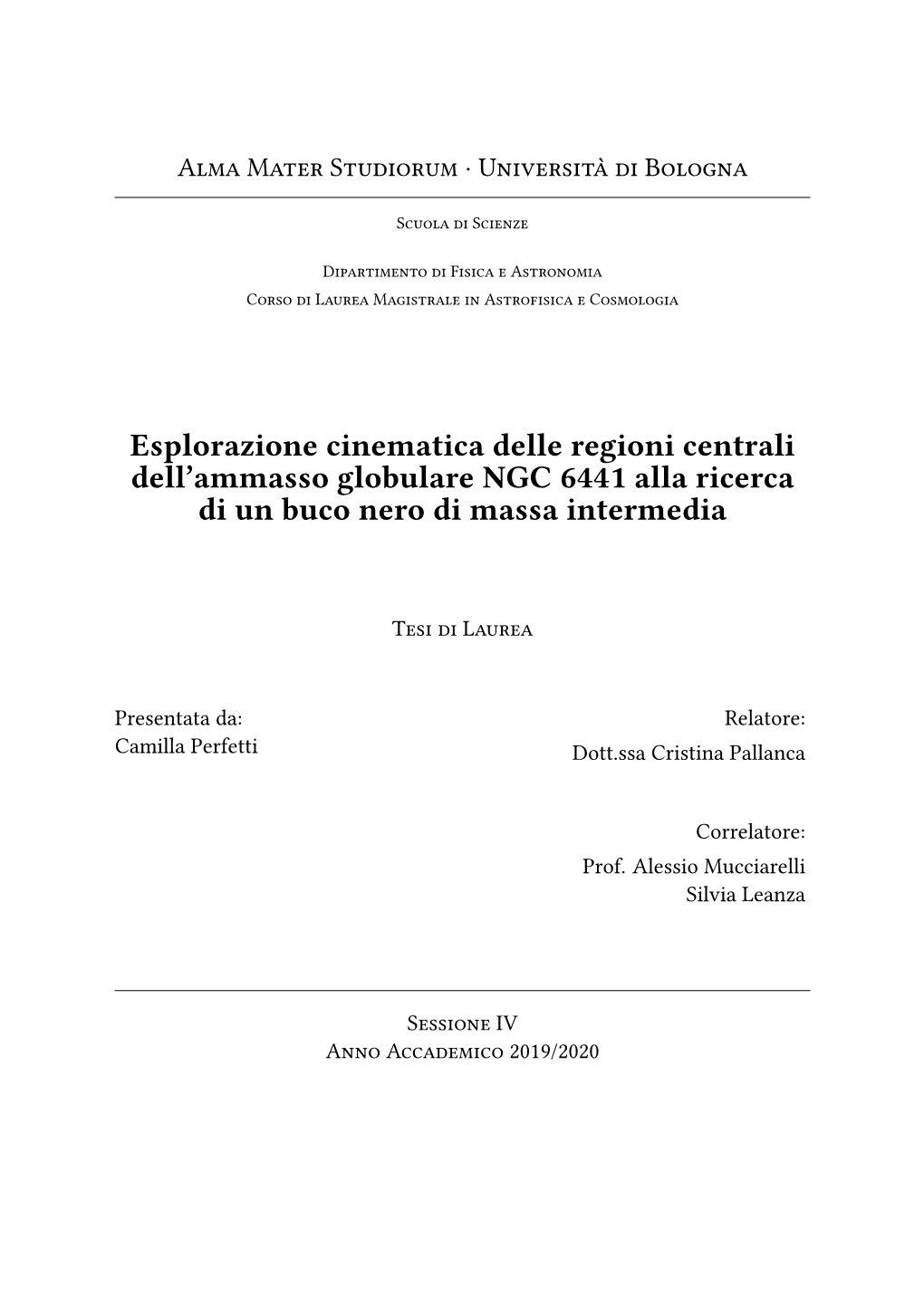 Esplorazione Cinematica Delle Regioni Centrali Dell'ammasso