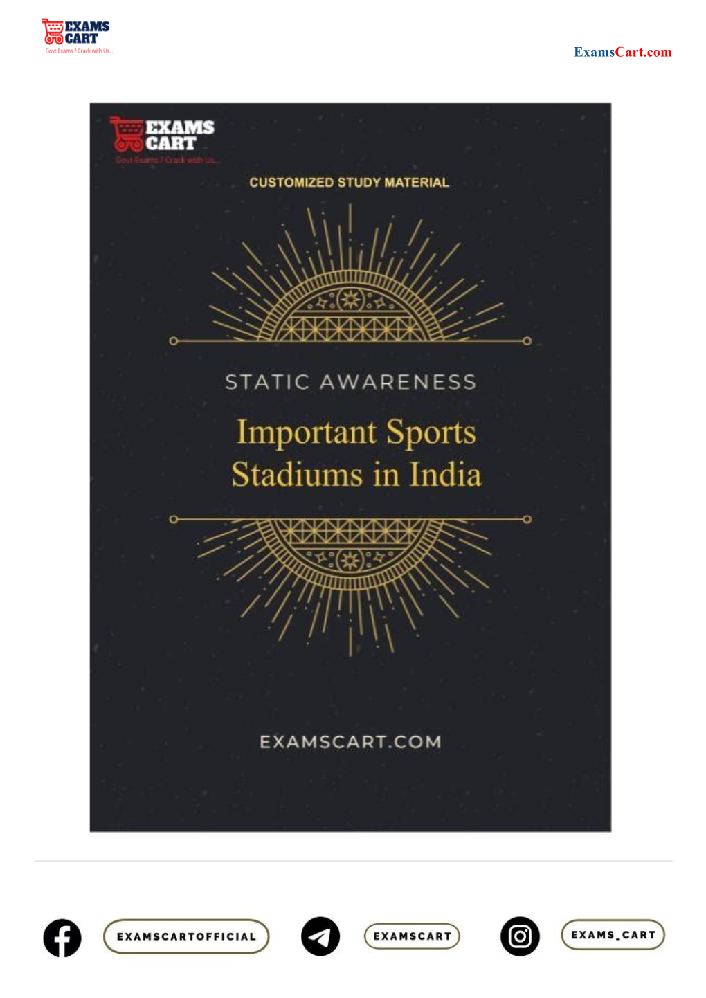Important Sports Stadiums in India