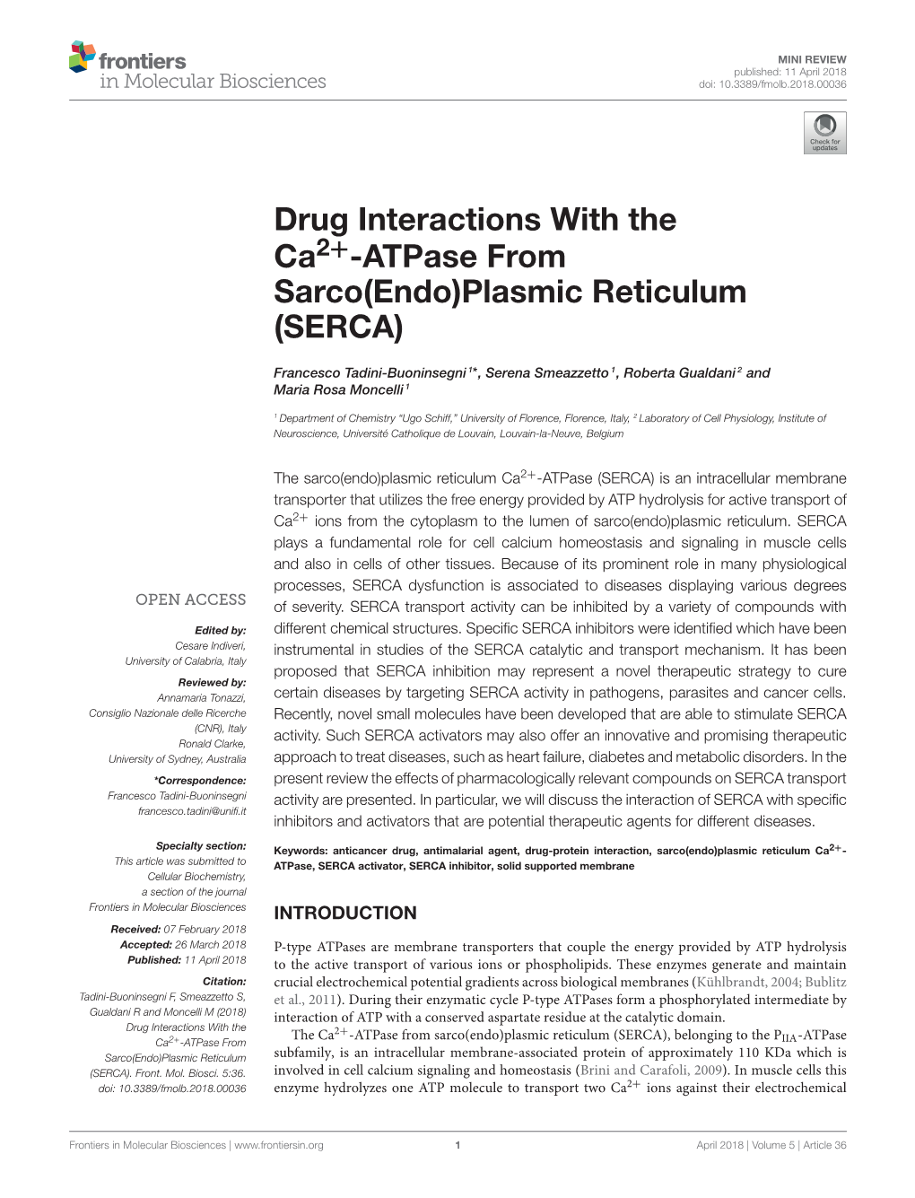 Drug Interactions with the Ca2+-Atpase from Sarco(Endo)Plasmic Reticulum (SERCA)