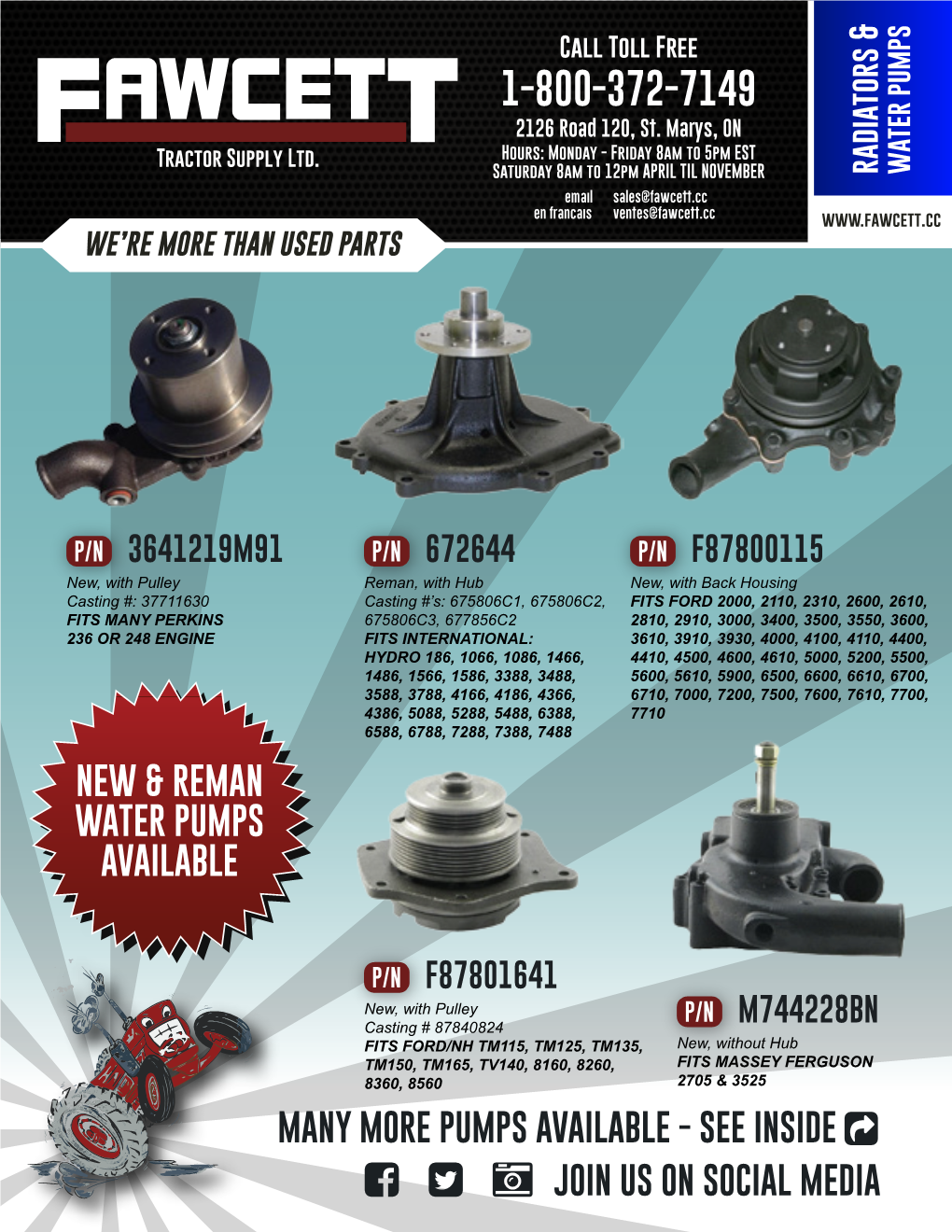 New & Reman Water Pumps Available