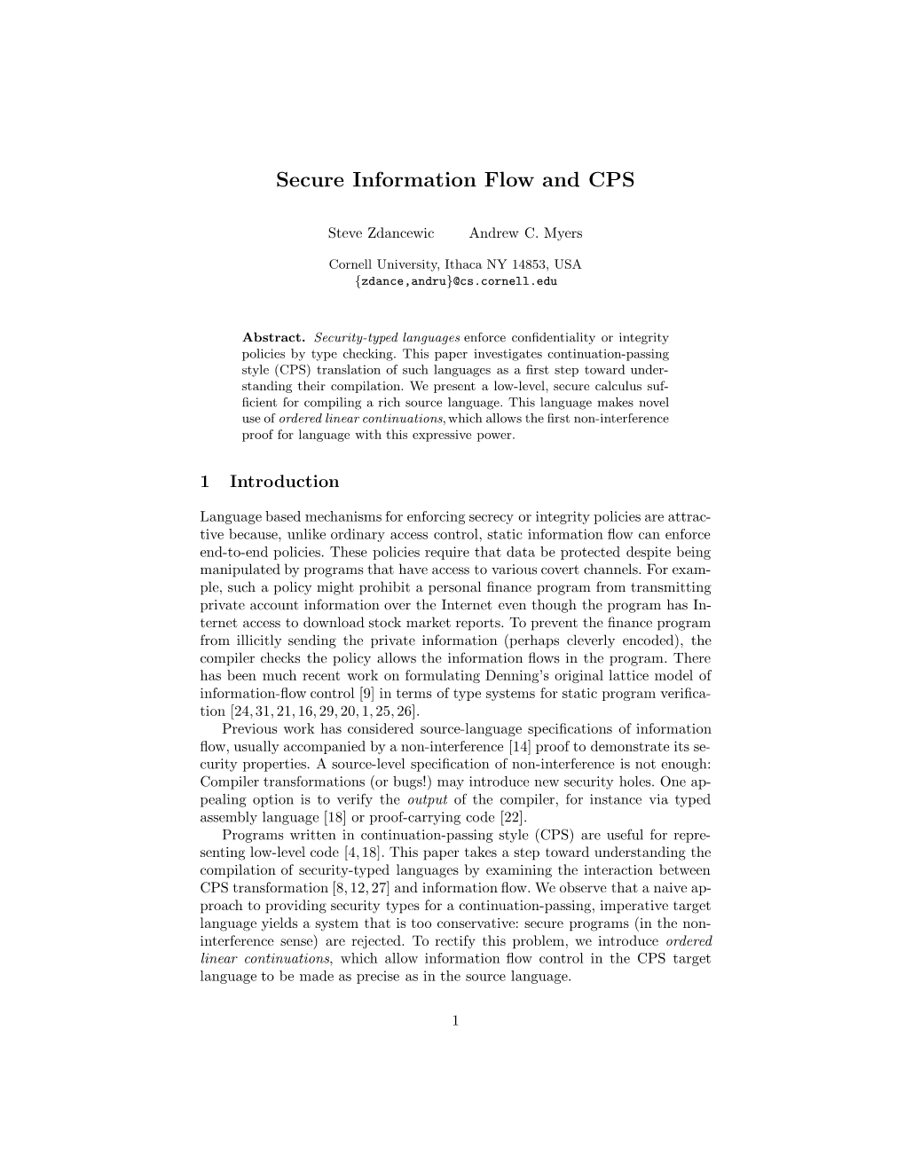 Secure Information Flow and CPS