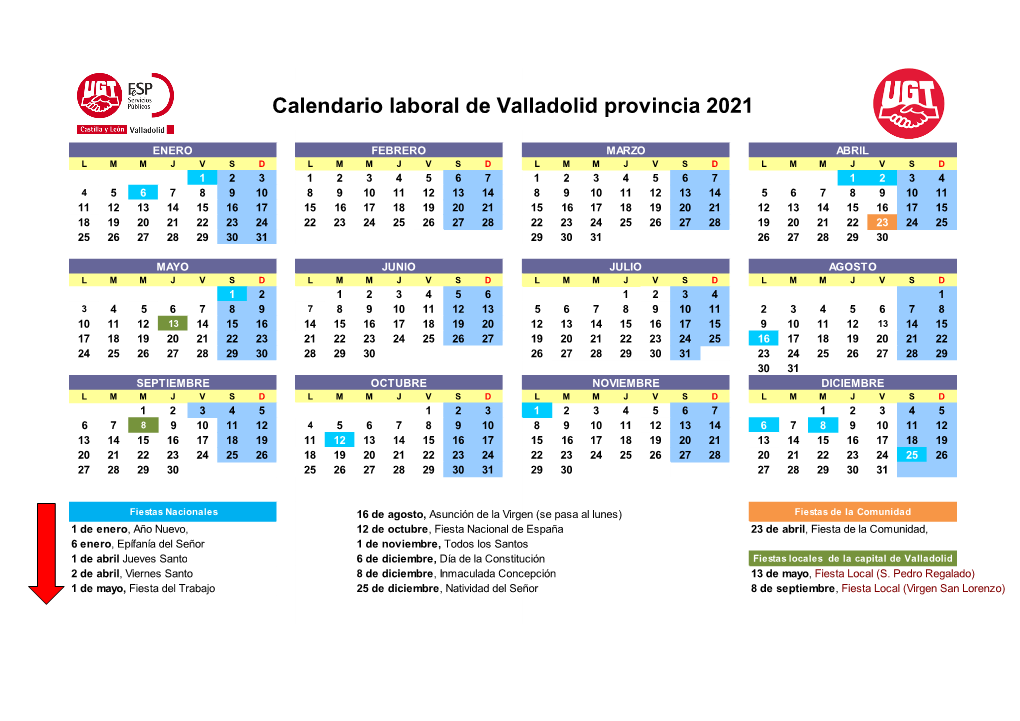 Calendario Laboral De Valladolid Provincia 2021