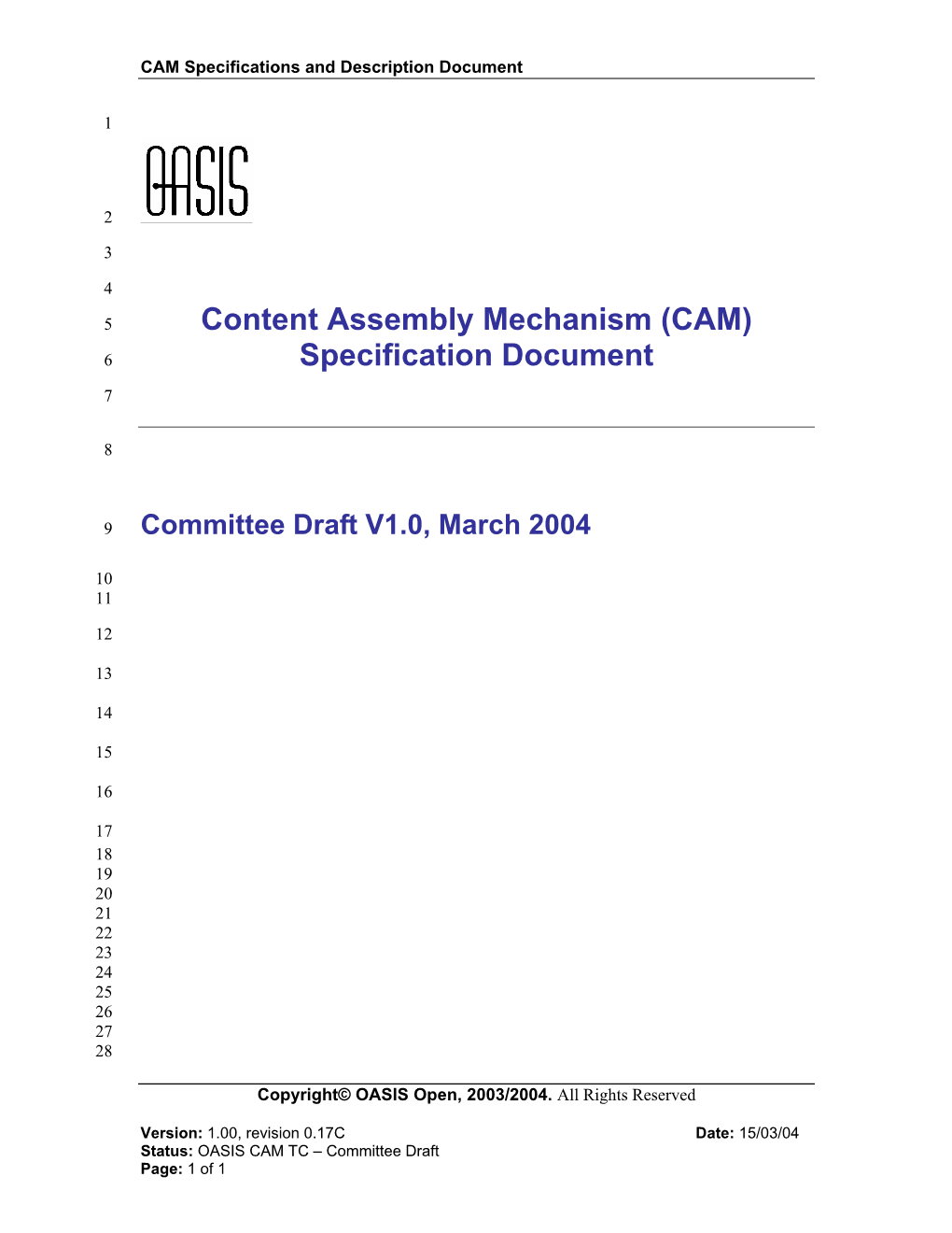 Content Assembly Mechanism (CAM) Specification Document