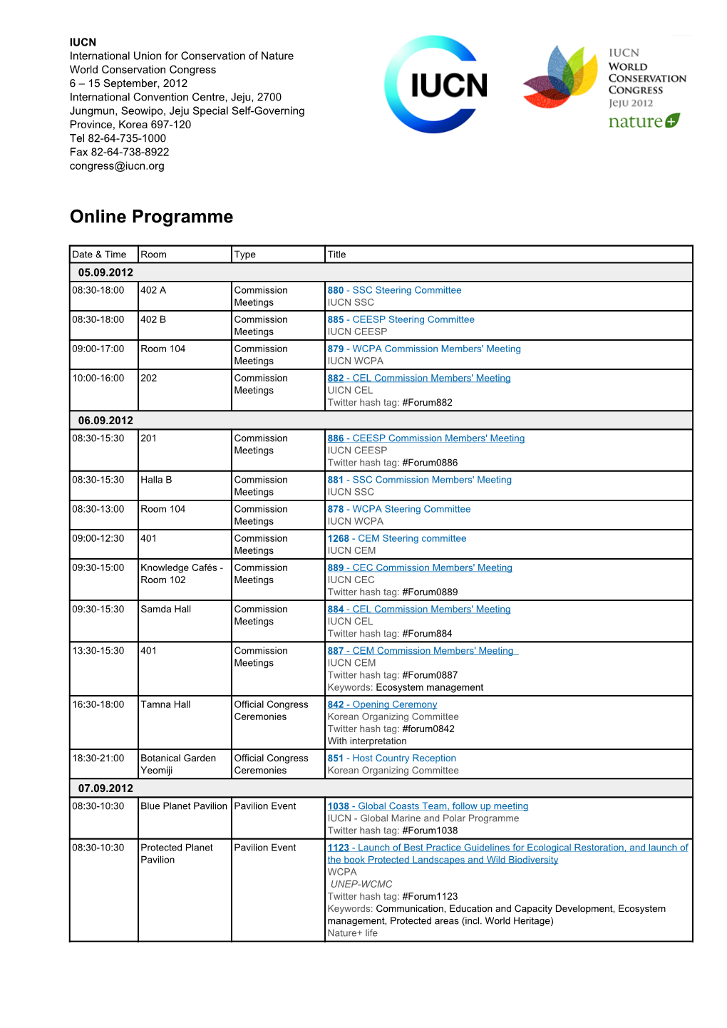 Online Programme