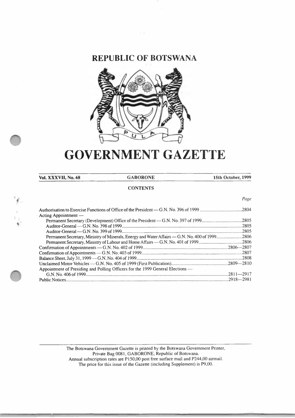 Government Gazette