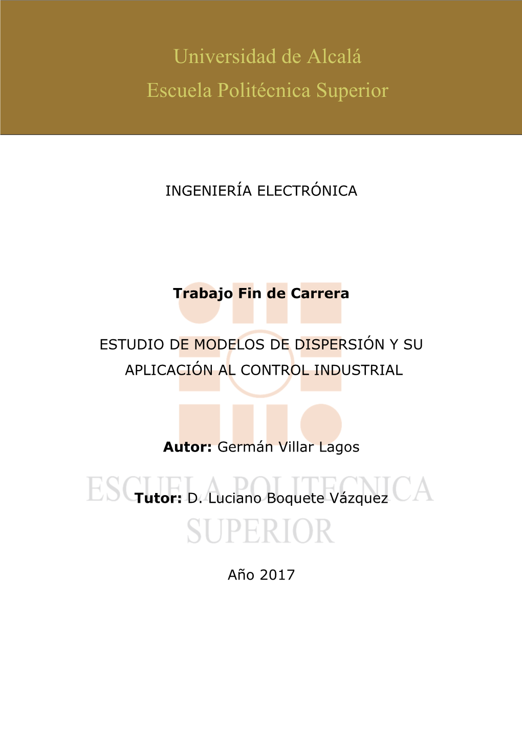 Estudio De Modelos De Dispersión Y Su Aplicación Al Control Industrial