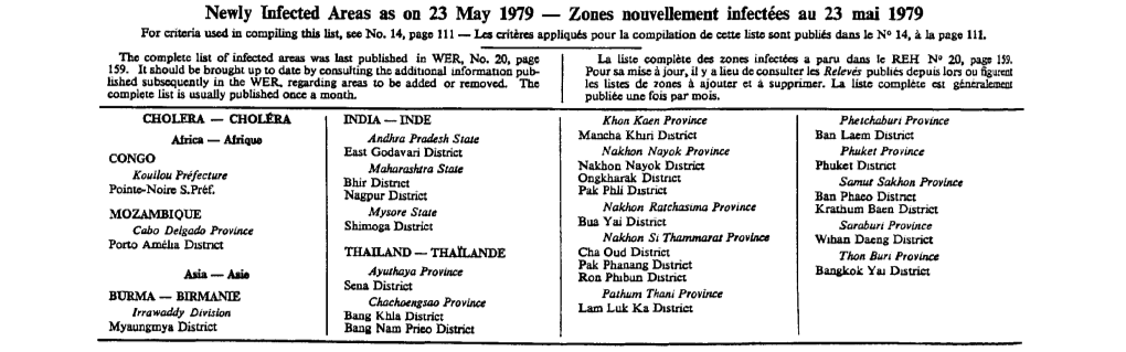 Zones Nouvellement Infectées Au 23 Mai 1979 Areas Removed from The