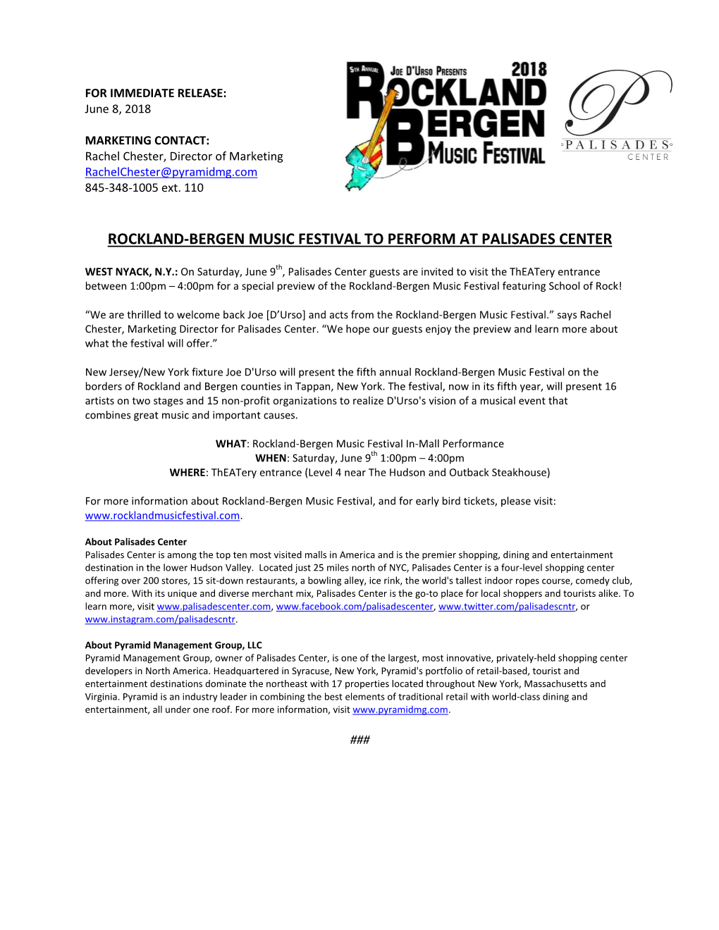 Rockland-Bergen Music Festival to Perform at Palisades Center