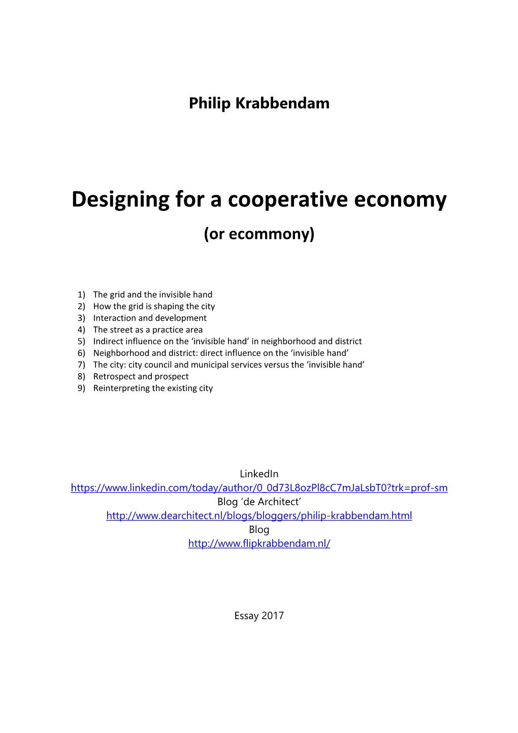 Designing for a Cooperative Economy (Or Ecommony)