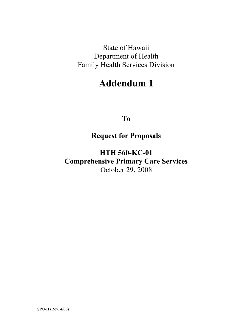 RFP Template For Health And Human Services Pursuant To Ch. 103F, HRS