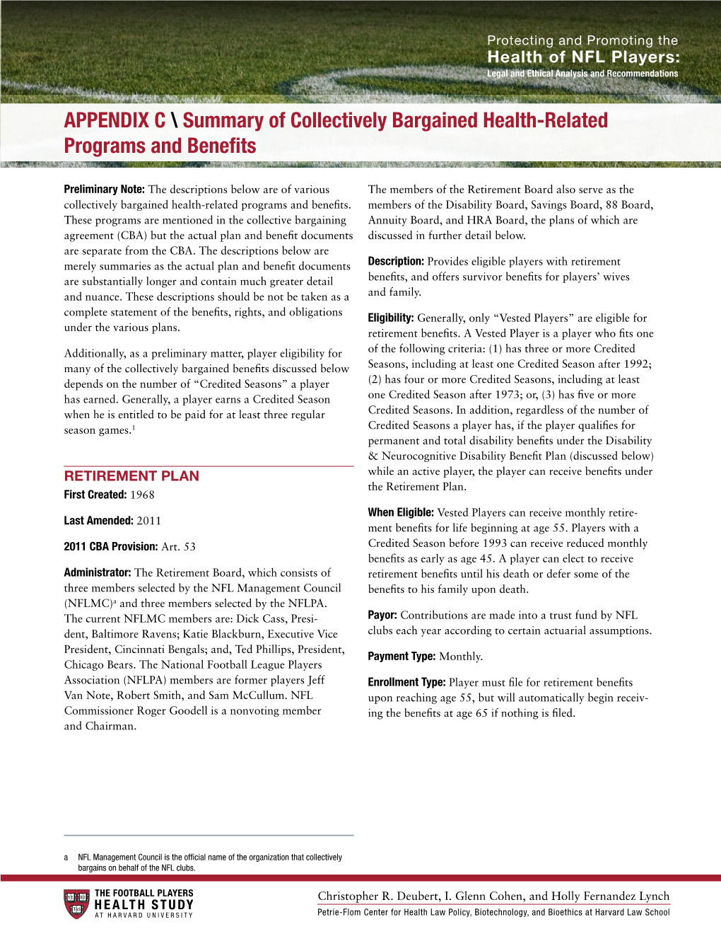 APPENDIX C \ Summary of Collectively Bargained Health-Related Programs and Benefits