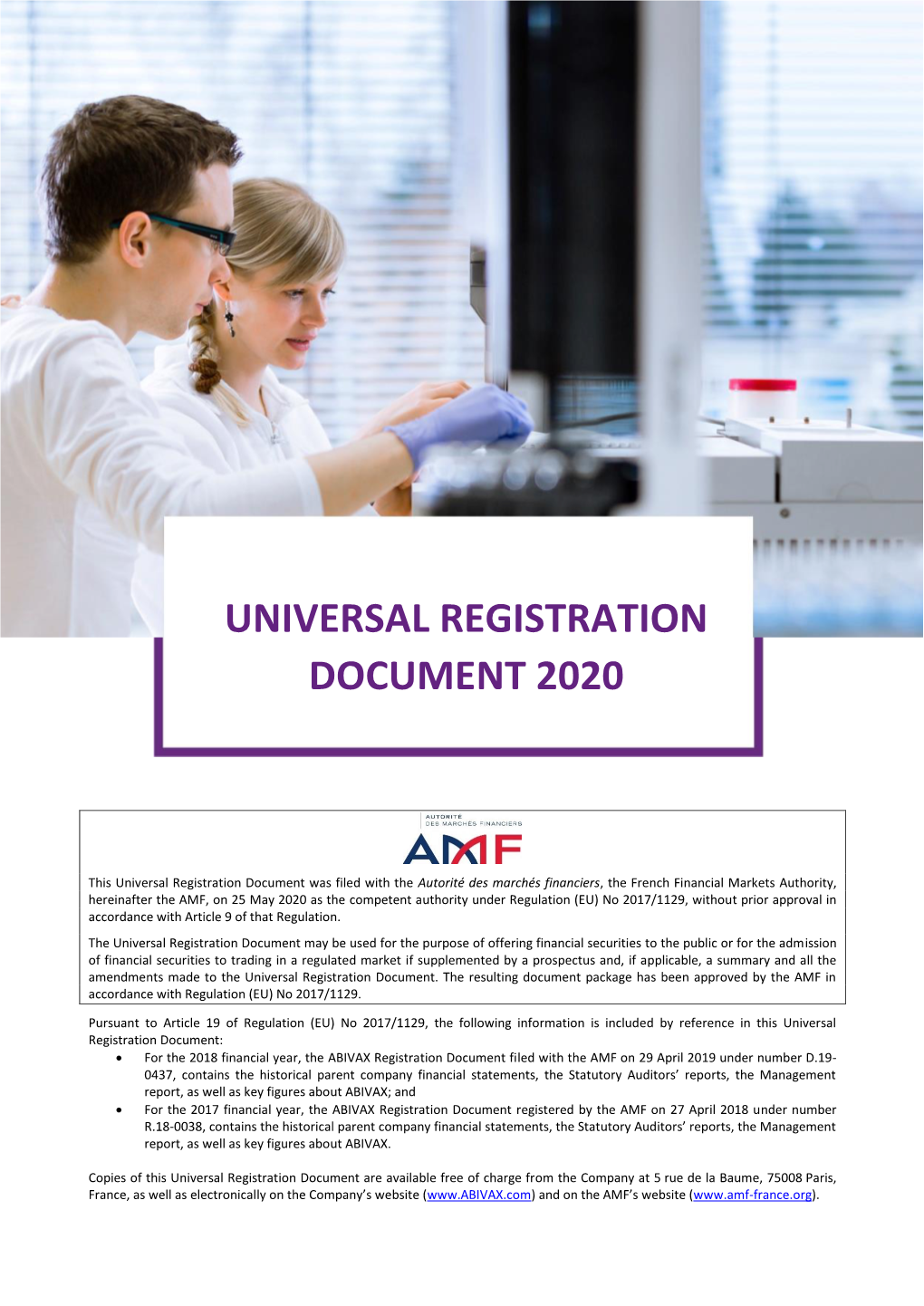 Universal Registration Document 2020