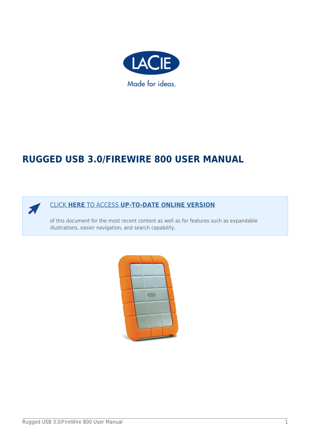 Rugged Usb 3.0/Firewire 800 User Manual