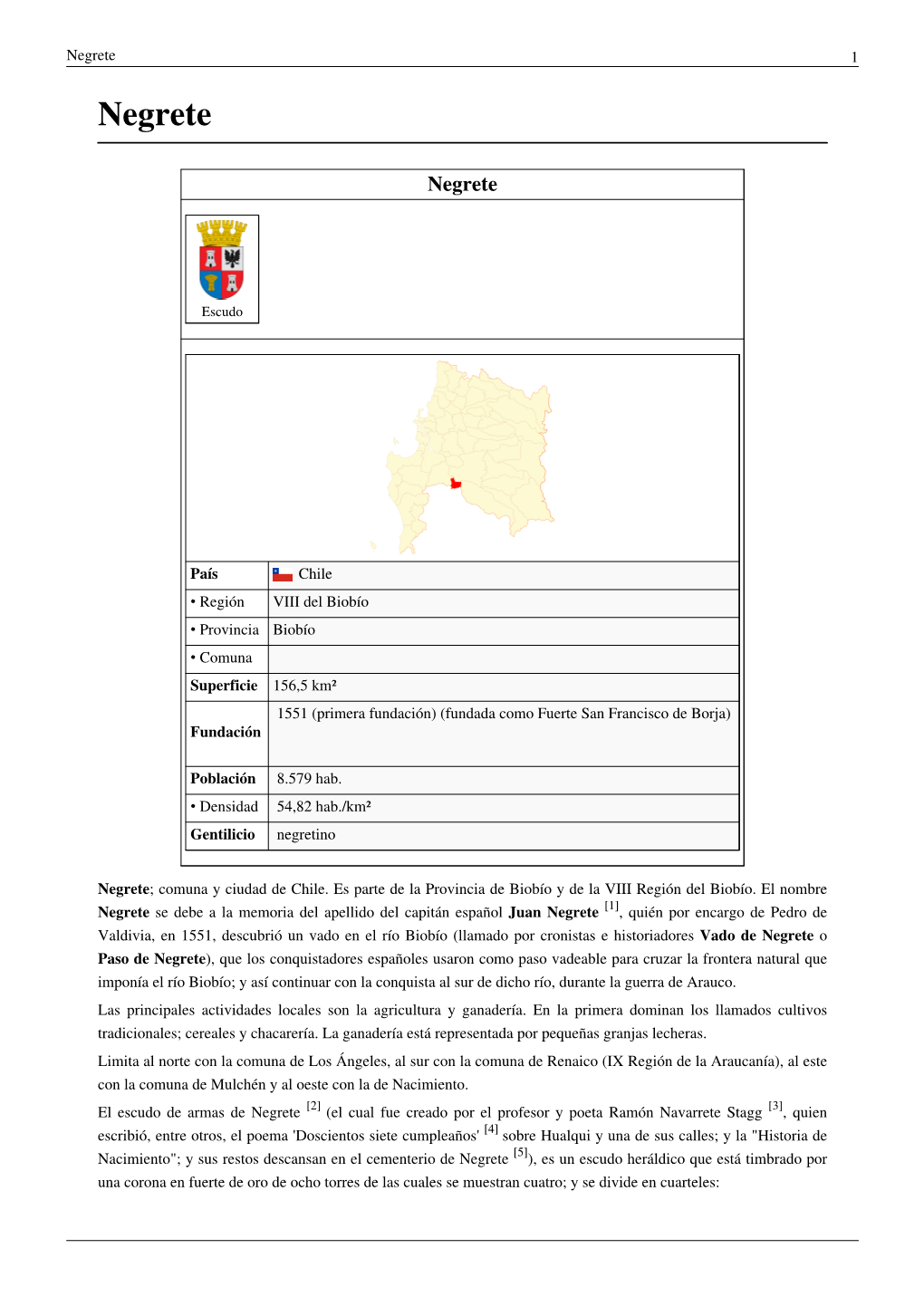 Historia De Negrete Wikipedia