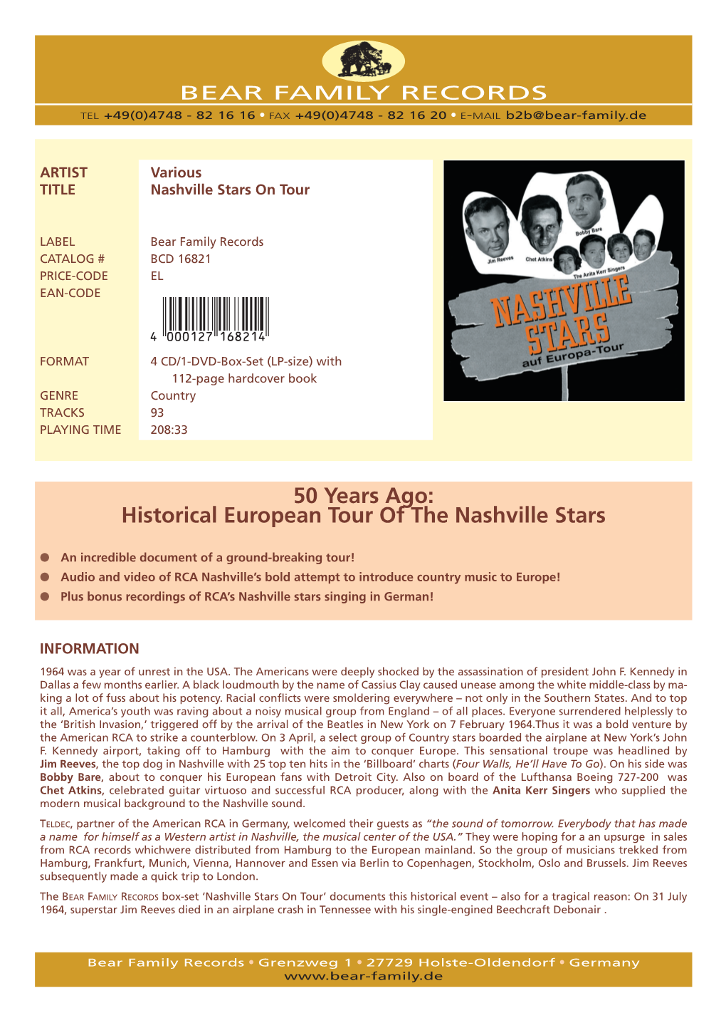 Historical European Tour of the Nashville Stars