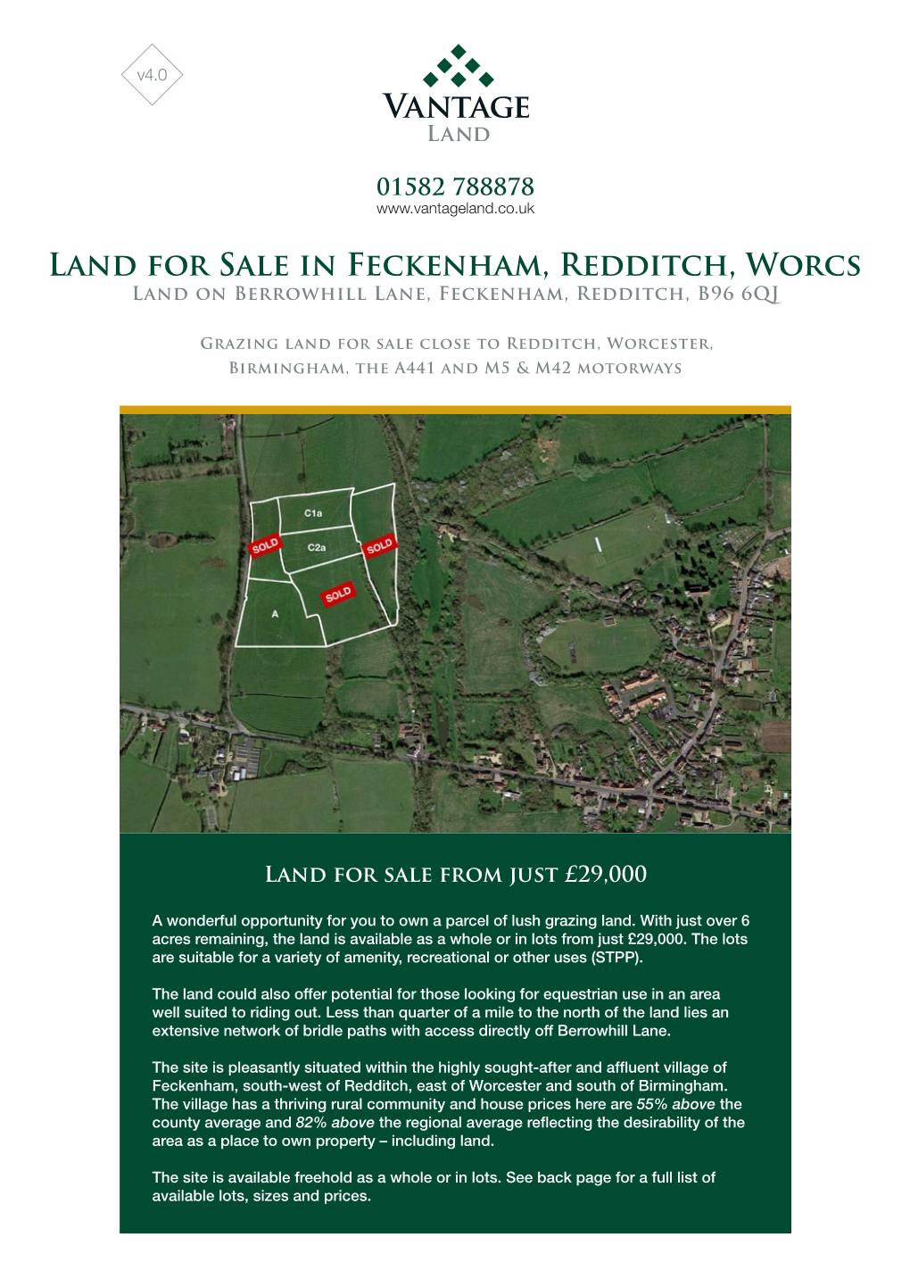 Land for Sale in Feckenham, Redditch, Worcs Land on Berrowhill Lane, Feckenham, Redditch, B96 6QJ